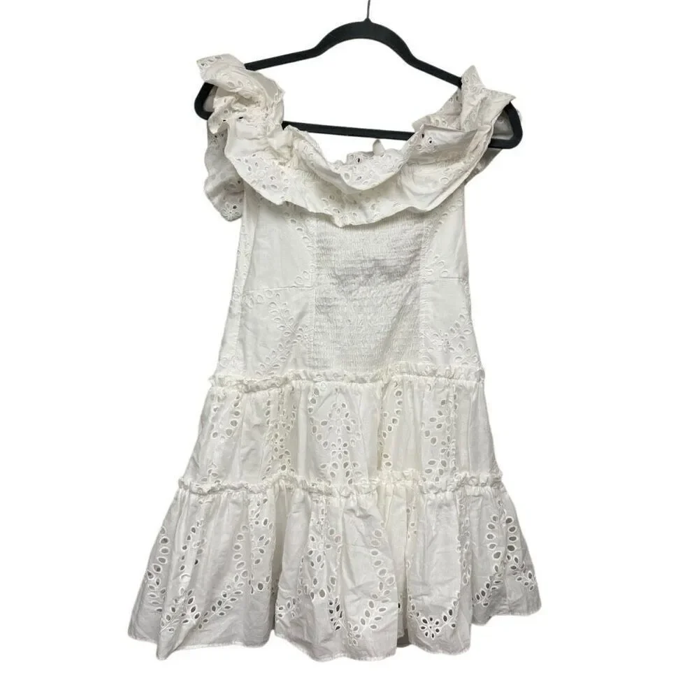 Zara white eyelet strapless dress size medium